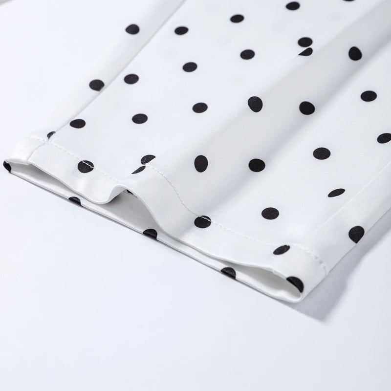 Fashion Women's Polka Dot Hang Halter Top Pants Sets Slim Fishbone Vest Capri Pants Set Two Piece 2026 Spring Lady Matching Suit