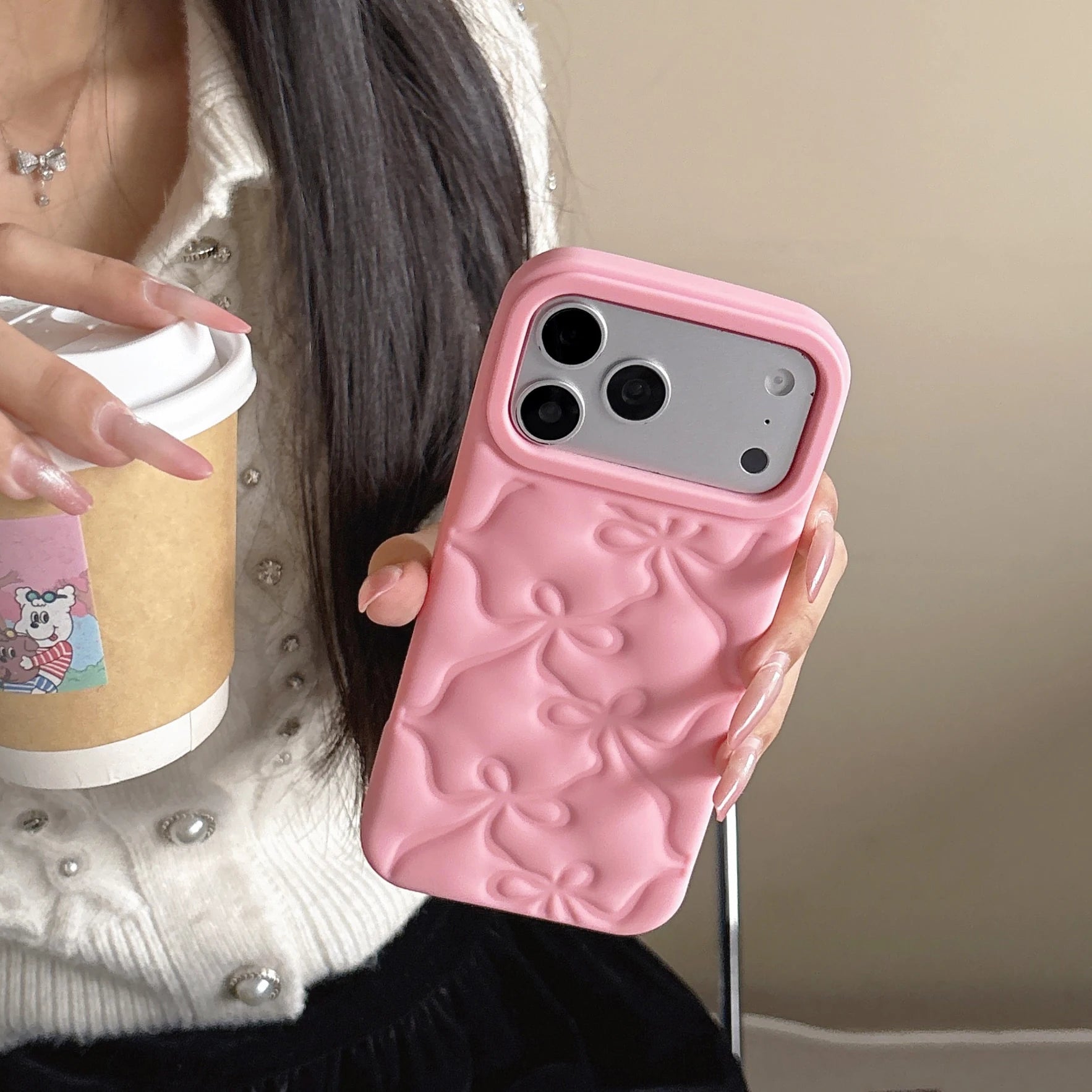 Cute 3D Bow Silicone Phone Cases for iPhone 13 14 15 16 17 Pro Pro Max Plus Soft Shockproof Protective Cover Cute Stylish Design
